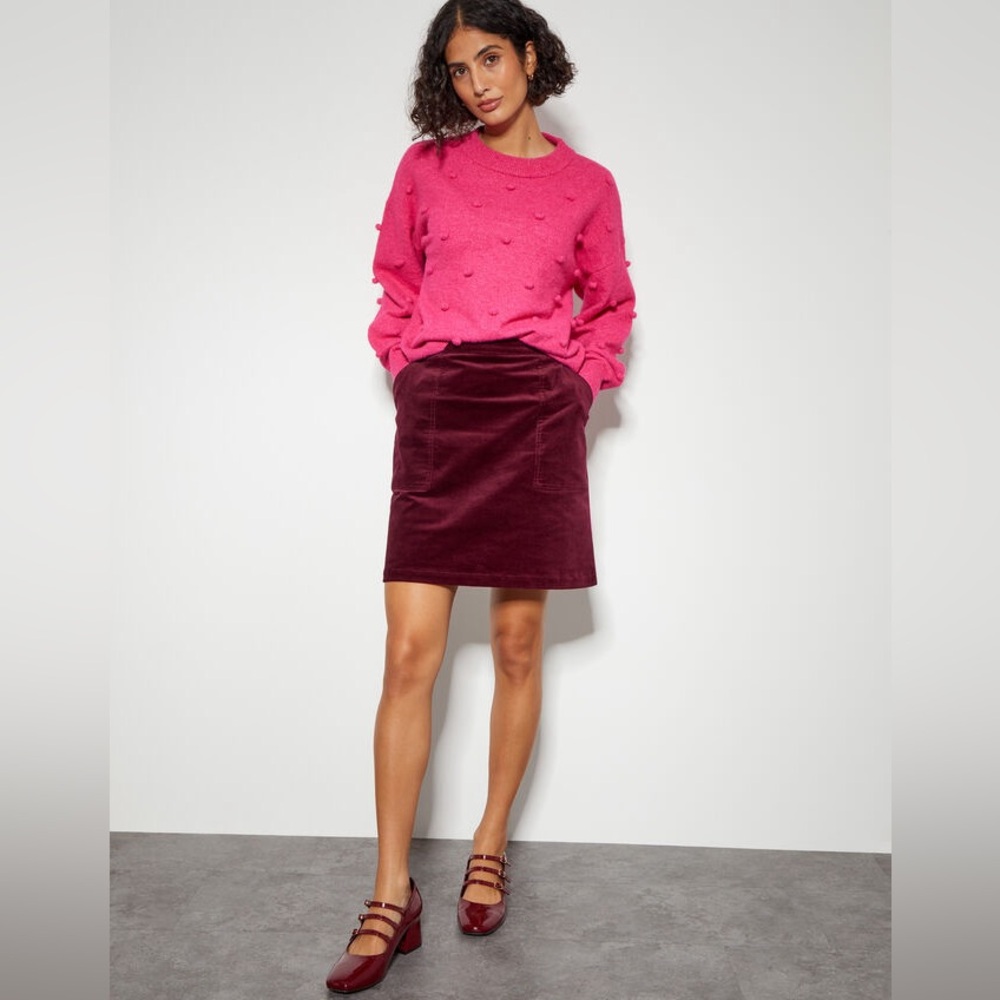 Vintage y2k Free People Velvet Burgundy Mini Skirt Boho Retro Indie Fits Med - Picture 6 of 7